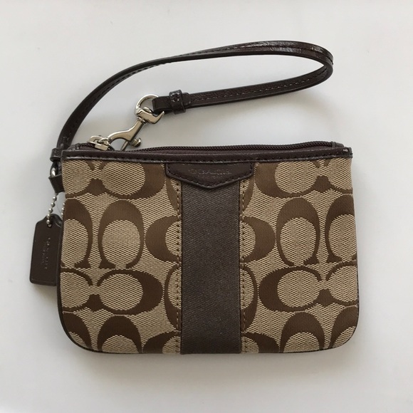 Coach Handbags - NWT Coach Brown Logo Small Wristlet